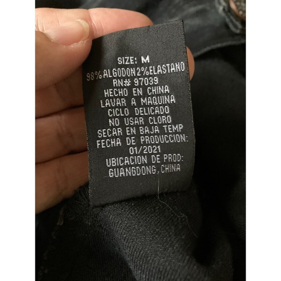 DEMOLITION Men's Distressed Black Denim Jacket Red Graphic Ripped Punk Size M - Picture 14 of 15